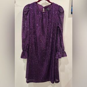 maia long sleeve sequin shift dress MAIA Long Sleeve Sequin Dress Women's Size 8 Navy